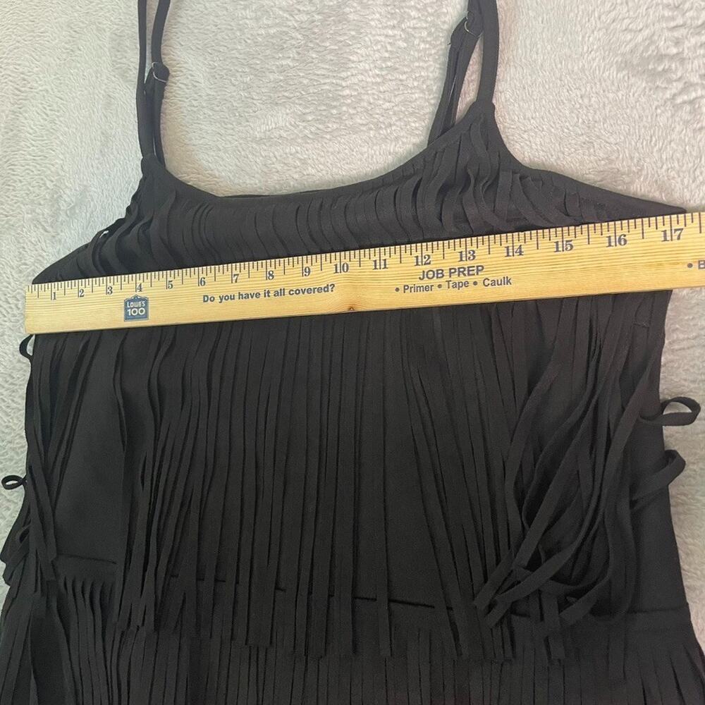 NWT Vocal Fringe Tank Top Womens S Black Western Boho Festival Y2K Western - Picture 3 of 5